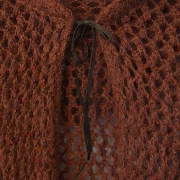 Rust Colored Hooded Mid-length Cardigan Sweater - Picture 4 of 5